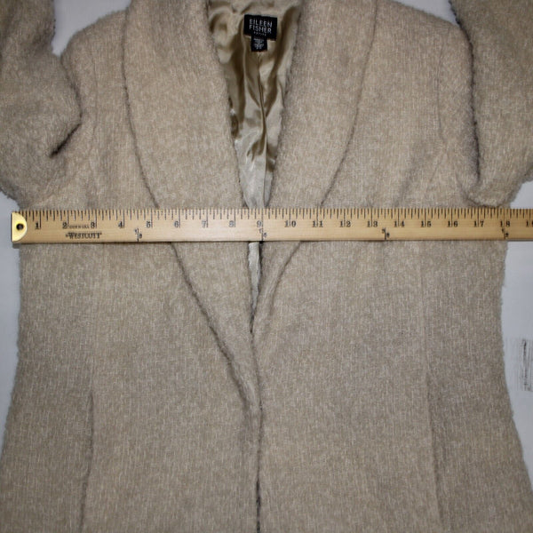 Eileen Fisher Petite Sz S Tan Collared Pockets Lined Wool Nylon Rayon Jacket