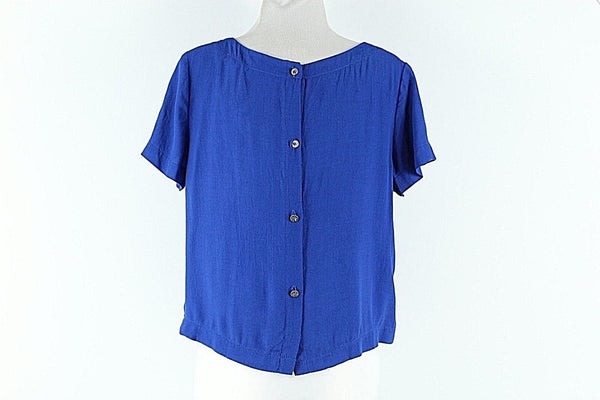 Socialite NEW Size L Royal Blue Button Back Cropped 100% Rayon Top