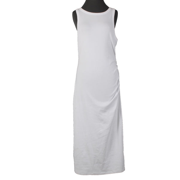 Vince Dress NEW $225 Sz M White Bodycon Ruched Long Cotton Spandex Sexy Dress