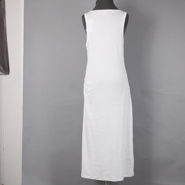 Vince Dress NEW $225 Sz M White Bodycon Ruched Long Cotton Spandex Sexy Dress