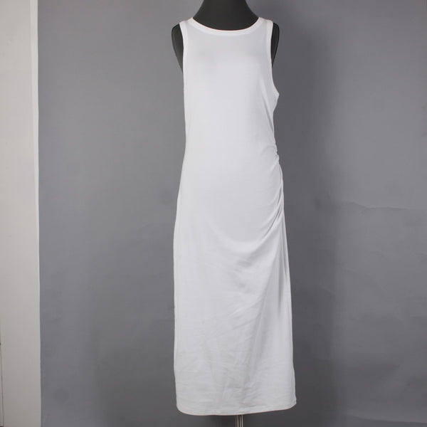 Vince Dress NEW $225 Sz M White Bodycon Ruched Long Cotton Spandex Sexy Dress