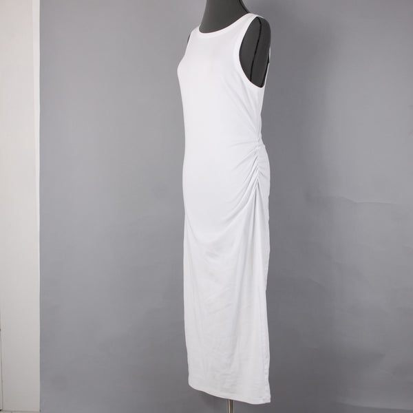 Vince Dress NEW $225 Sz M White Bodycon Ruched Long Cotton Spandex Sexy Dress