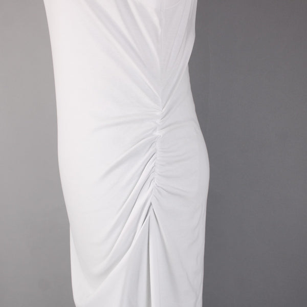 Vince Dress NEW $225 Sz M White Bodycon Ruched Long Cotton Spandex Sexy Dress