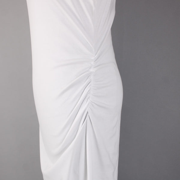 Vince Dress NEW $225 Sz M White Bodycon Ruched Long Cotton Spandex Sexy Dress