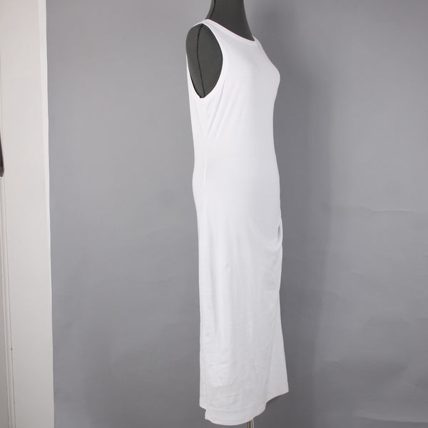 Vince Dress NEW $225 Sz M White Bodycon Ruched Long Cotton Spandex Sexy Dress