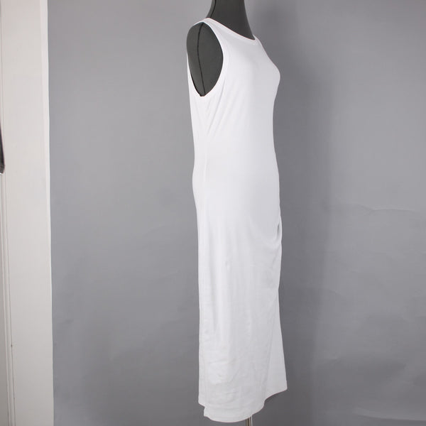 Vince Dress NEW $225 Sz M White Bodycon Ruched Long Cotton Spandex Sexy Dress