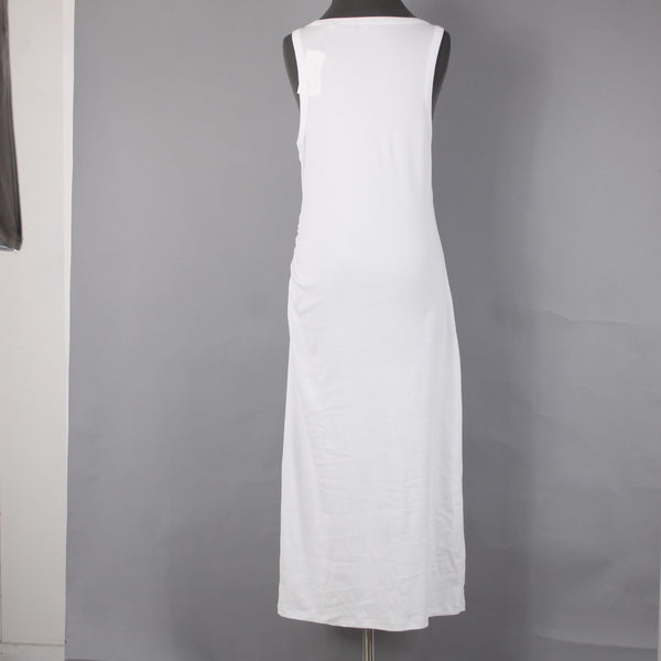 Vince Dress NEW $225 Sz M White Bodycon Ruched Long Cotton Spandex Sexy Dress