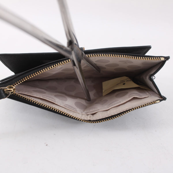 Kate Spade Wallet 7 x 4 x 1 Black Gold Hardware Inner Card Slots Leather Wallet