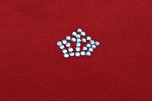 Les Copains 38/0 Red White Cotton Elastane Pewter Buttons Rhinestone Top