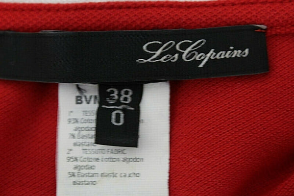 Les Copains 38/0 Red White Cotton Elastane Pewter Buttons Rhinestone Top