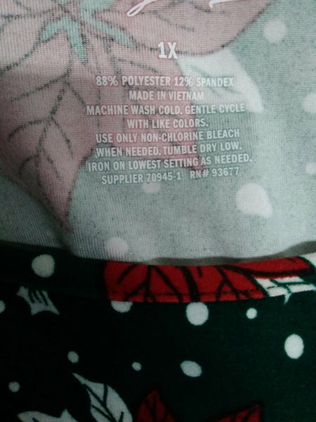 City Streets NEW $44 Sz 1XL Green Red Multi Poinsettia Poly Spandx Knit Dress