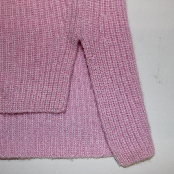 Maje Turtleneck Sweater Sz 1 Cotton Candy Pink Knit Hi Lo 100% Cashmere Sweater