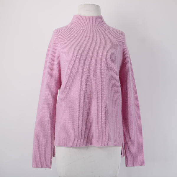 Maje Turtleneck Sweater Sz 1 Cotton Candy Pink Knit Hi Lo 100% Cashmere Sweater