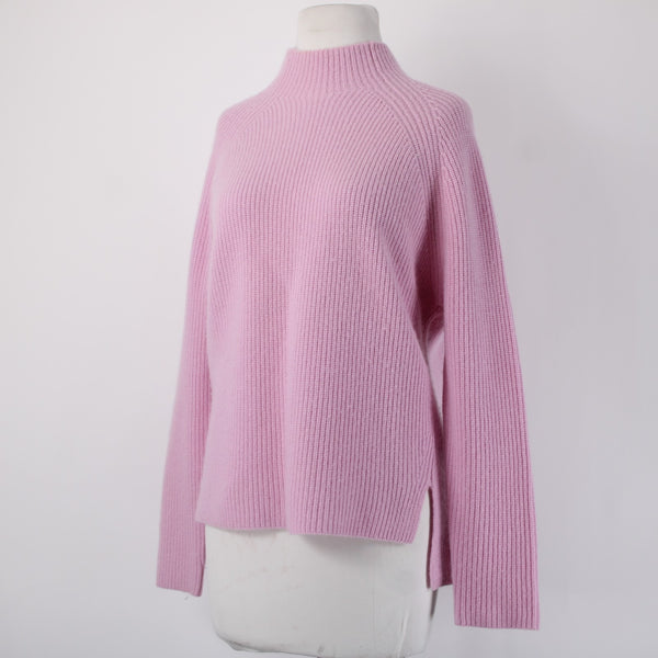 Maje Turtleneck Sweater Sz 1 Cotton Candy Pink Knit Hi Lo 100% Cashmere Sweater