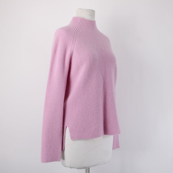 Maje Turtleneck Sweater Sz 1 Cotton Candy Pink Knit Hi Lo 100% Cashmere Sweater