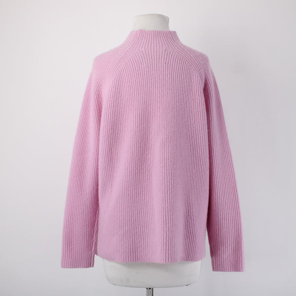 Maje Turtleneck Sweater Sz 1 Cotton Candy Pink Knit Hi Lo 100% Cashmere Sweater