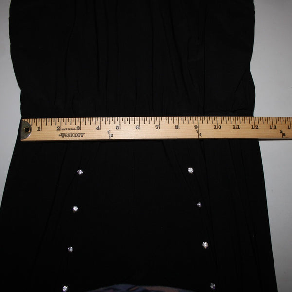 Prelude Sz S Black Rhinestones Flared Sleeveless Polyester Spandex Jumpsuit