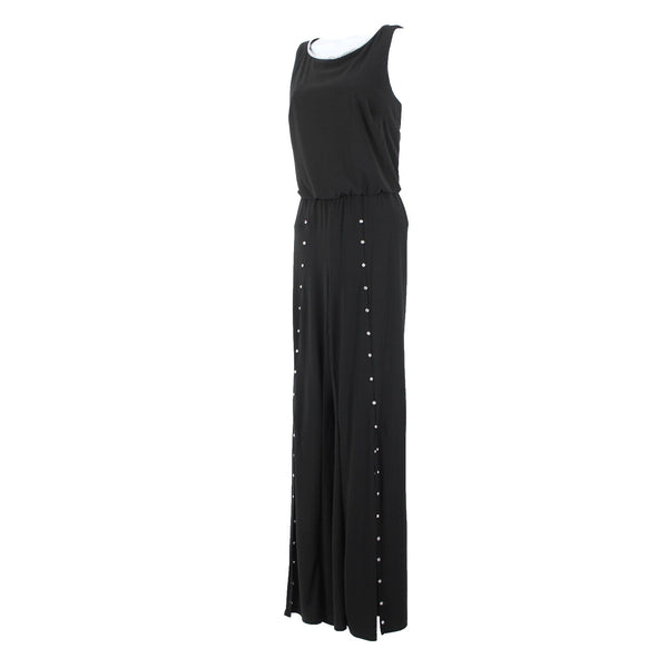 Prelude Sz S Black Rhinestones Flared Sleeveless Polyester Spandex Jumpsuit