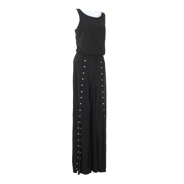 Prelude Sz S Black Rhinestones Flared Sleeveless Polyester Spandex Jumpsuit