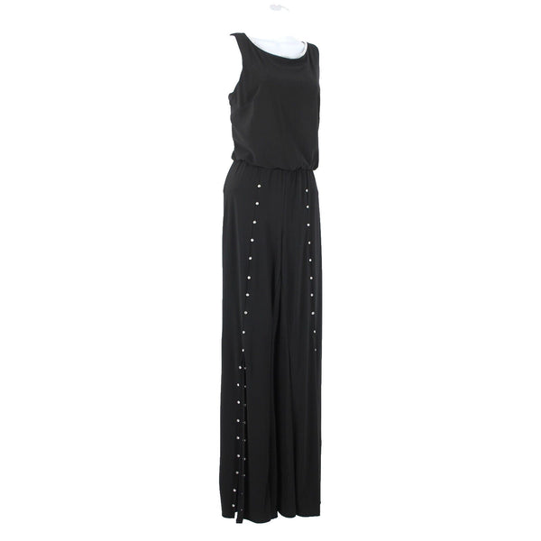 Prelude Sz S Black Rhinestones Flared Sleeveless Polyester Spandex Jumpsuit