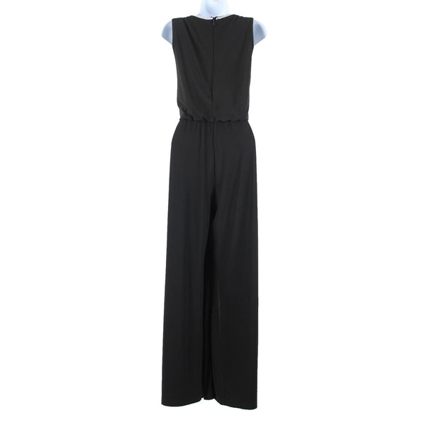 Prelude Sz S Black Rhinestones Flared Sleeveless Polyester Spandex Jumpsuit
