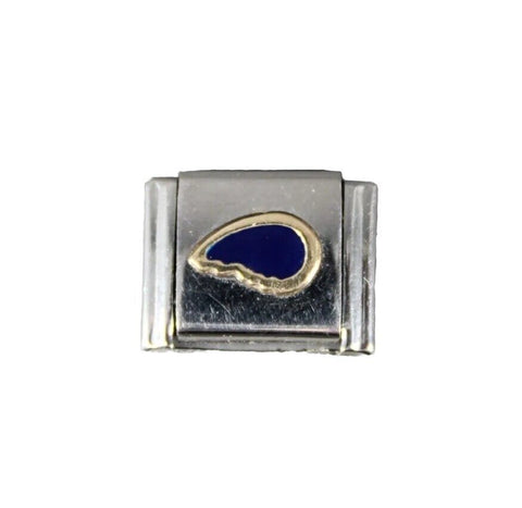 Re Florence "Blue Half Heart" Stainless Steel Stretch Chain Link Italian Charm