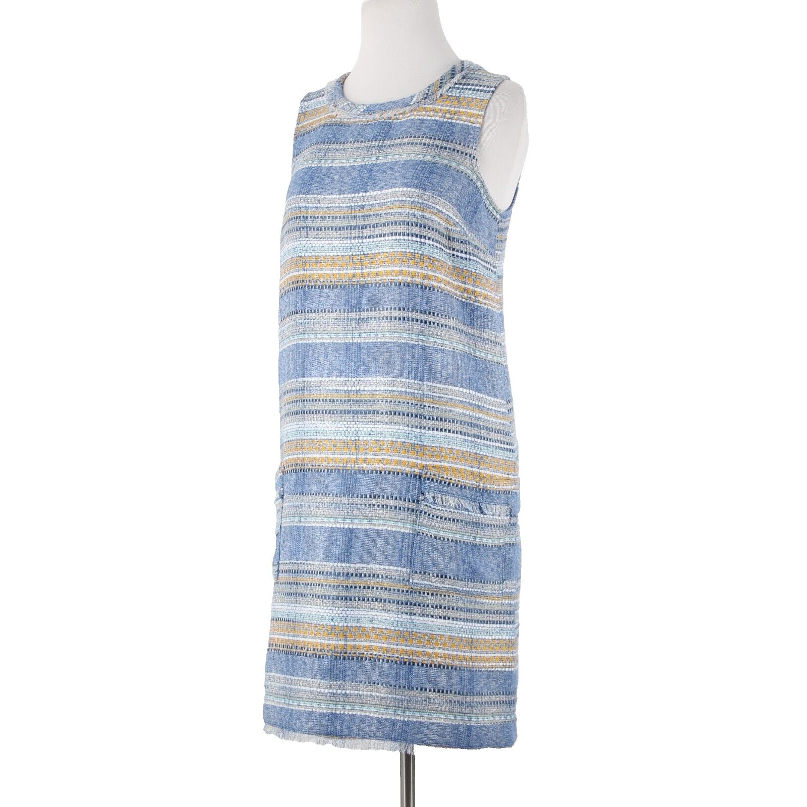 Akemi + Kin NEW $148 Sz 0 Blue Yellow Multi Pocket Polyester Acrylic Shift Dress