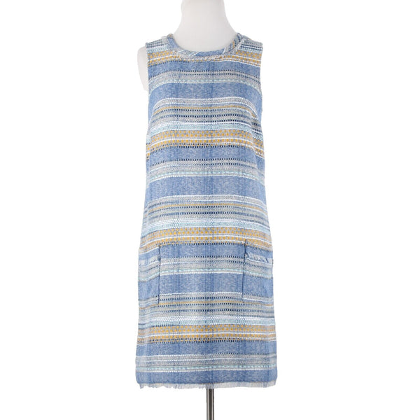 Akemi + Kin NEW $148 Sz 0 Blue Yellow Multi Pocket Polyester Acrylic Shift Dress