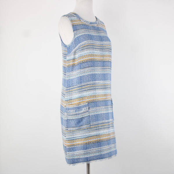 Akemi + Kin NEW $148 Sz 0 Blue Yellow Multi Pocket Polyester Acrylic Shift Dress