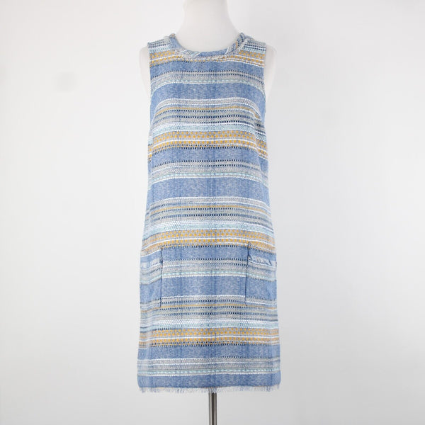 Akemi + Kin NEW $148 Sz 0 Blue Yellow Multi Pocket Polyester Acrylic Shift Dress