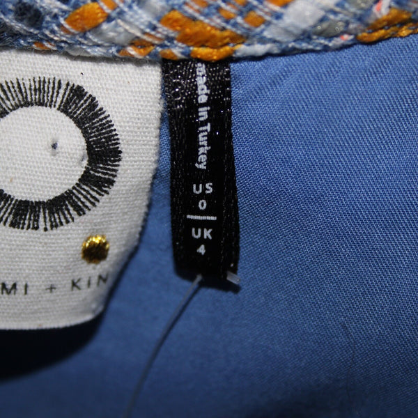 Akemi + Kin NEW $148 Sz 0 Blue Yellow Multi Pocket Polyester Acrylic Shift Dress