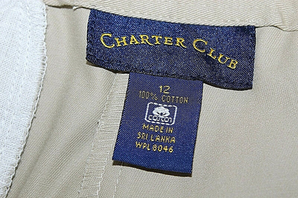 Charter Club NEW $40 Sz 12 Tan Khaki 100% Cotton Capri Pant