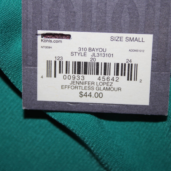 Jennifer Lopez NEW $44 Bayou Sz S Green Silver V Neck Polyester Spandex Top