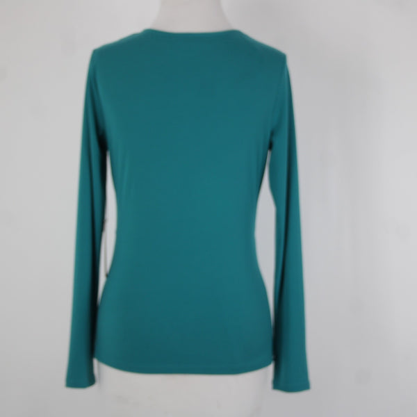 Jennifer Lopez NEW $44 Bayou Sz S Green Silver V Neck Polyester Spandex Top