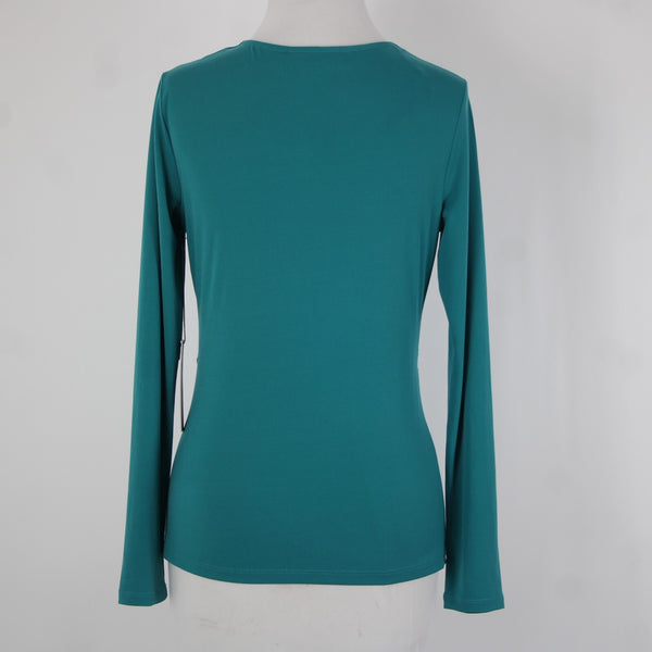 Jennifer Lopez NEW $44 Bayou Sz S Green Silver V Neck Polyester Spandex Top