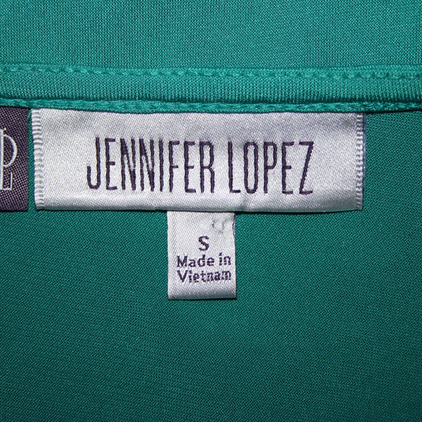 Jennifer Lopez NEW $44 Bayou Sz S Green Silver V Neck Polyester Spandex Top