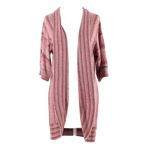 Dressbarn Sz XL Rose Multi Stripe Open Acrylic Nylon Cardigan Wrap