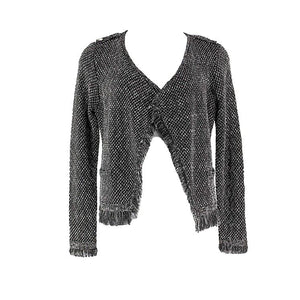 White House Black Market NEW $110 Sz L Black Silver Acrylic Blend Jacket