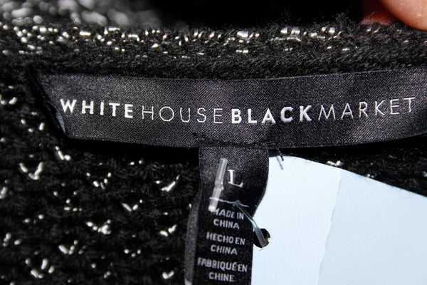 White House Black Market NEW $110 Sz L Black Silver Acrylic Blend Jacket