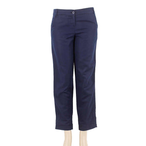 Ann Taylor Loft Marisa Sz 0 X 29 Navy Blue Button Closure Linen Cotton Crop Pant