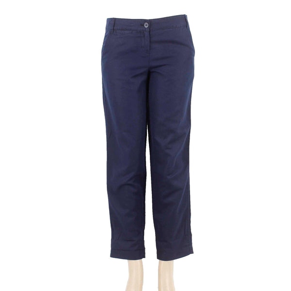 Ann Taylor Loft Marisa Sz 0 X 29 Navy Blue Button Closure Linen Cotton Crop Pant