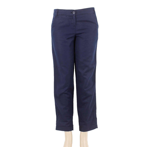 Ann Taylor Loft Marisa Sz 0 X 29 Navy Blue Button Closure Linen Cotton Crop Pant