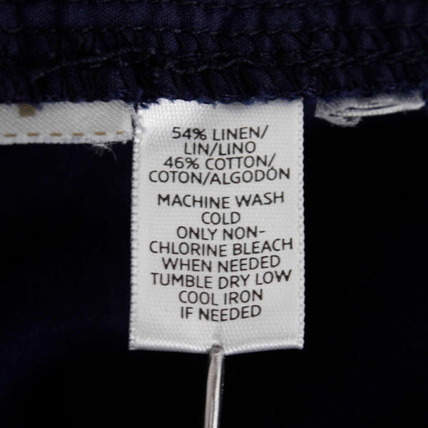 Ann Taylor Loft Marisa Sz 0 X 29 Navy Blue Button Closure Linen Cotton Crop Pant
