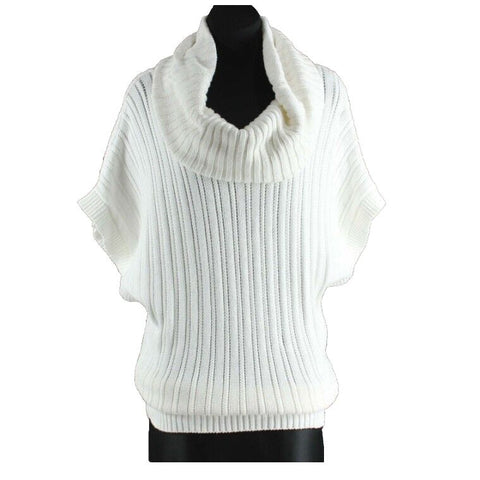 XOXO Sz L Jr Ivory White Textured Detachable Cowl Collar Cotton Pullover Sweater