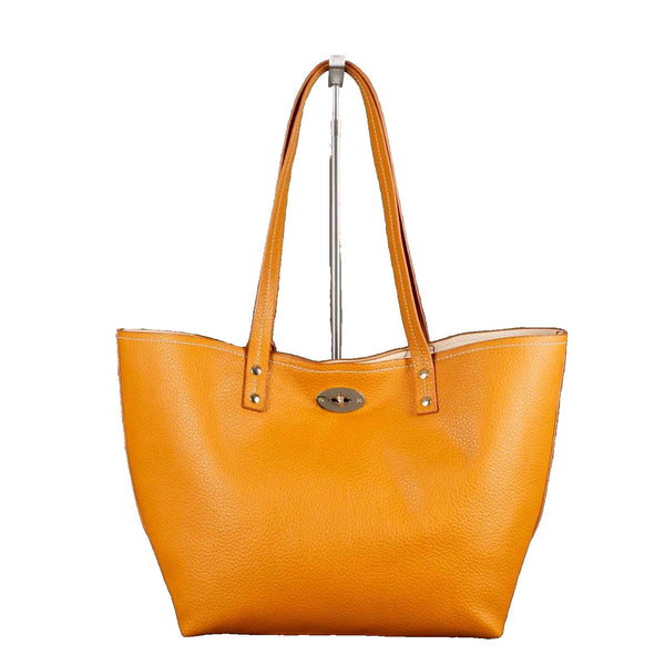 BCBG 11 X 19 Burnt Orange Vegan Leather Decorative Faux Lock Purse Tote
