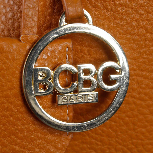 BCBG 11 X 19 Burnt Orange Vegan Leather Decorative Faux Lock Purse Tote