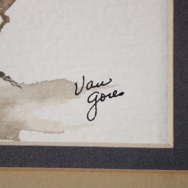Van Gore 7 x 5 Brown Cream Bird Art Work