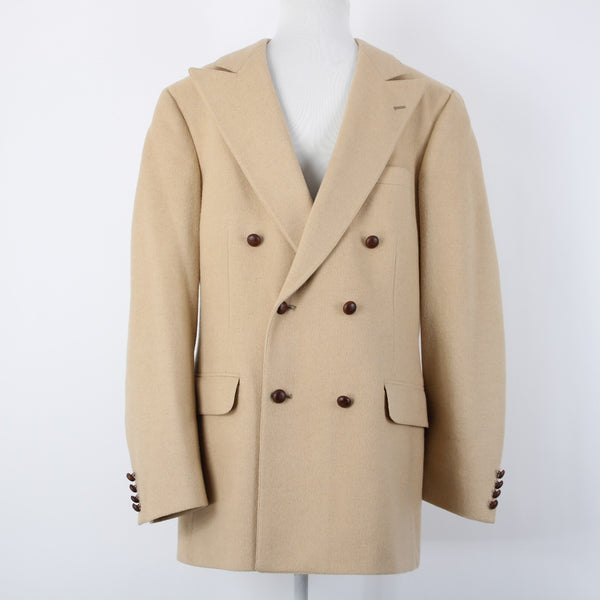 Chaps Ralph Lauren Sz 40R Tan Camel Hair Vintage Double Breasted Lined Jacket