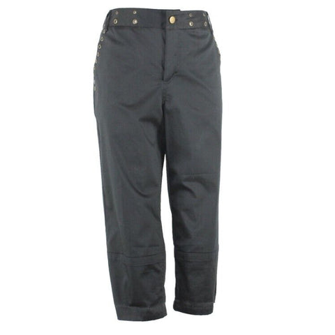 Milano NEW $58 Sz 10 x 20 Black Brass Grommet Detail Cotton Blnd Capri Pant