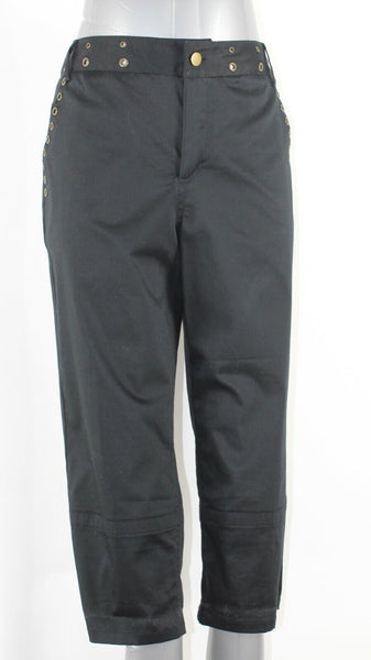 Milano NEW $58 Sz 10 x 20 Black Brass Grommet Detail Cotton Blnd Capri Pant